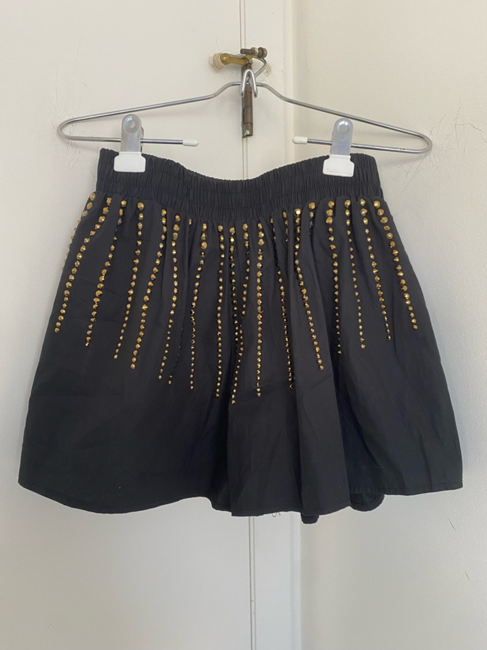 Queen of Sparkles Black Shorts Gold Studs Bling Pockets Cotton Glam Festival